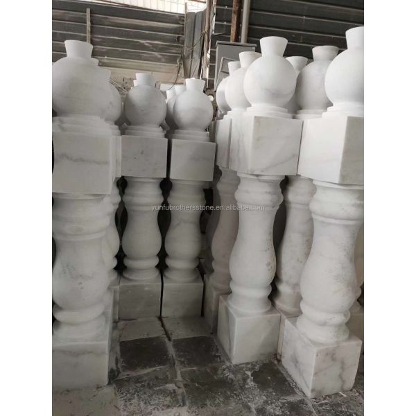 Polished Surface Finished Handrail Column for Home Decorations in Guangxi White Marble