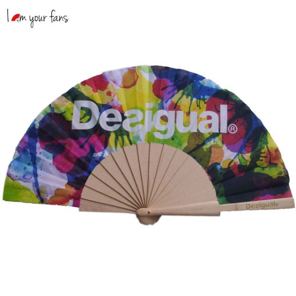 Wholesale Designs Eventail Mariage logo Printed Portable Custom Foldable Wedding Held Wooden Folding Hand Fan