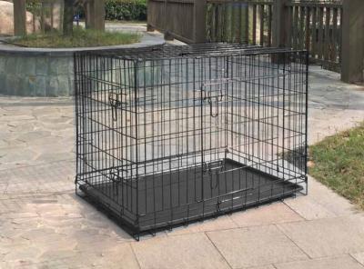 24'' Black Powder Coated Wire Mesh Small Size Dog Kennel  with ABS Plastic Tray with One door/Two door/Three door