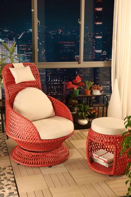 High Rebound Sponge Cushion Patio Rattan Rotating Wicker Chair For Entertaining