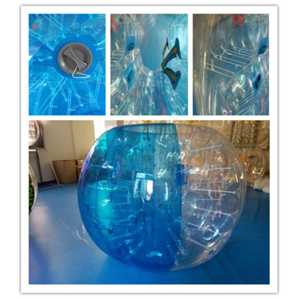 Outdoor Sports Games Inflatable Bubble Soccer , Inflatable Bumper Ball Half Blue