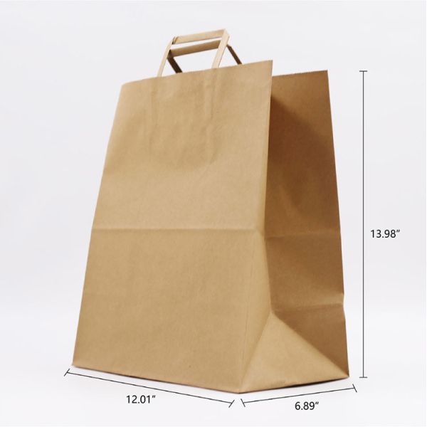 FSC Recyclable Flat Handle Kraft Paper Shopping Bags For Clothing Packaging