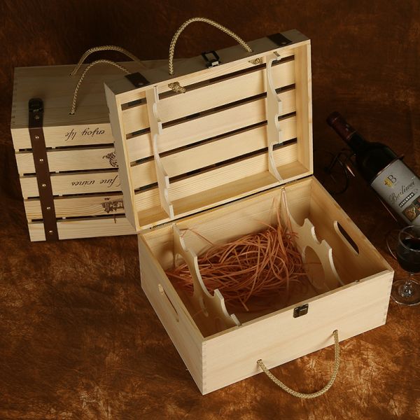 2-6 Bottles Solid Wood Wine Box for Gift Custom Order Accepted Immediately