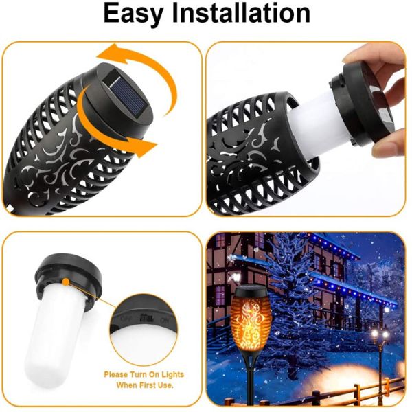 Solar Powered LED Light for Dancing Flicker Flame Landscape Yard Waterproof Outdoor