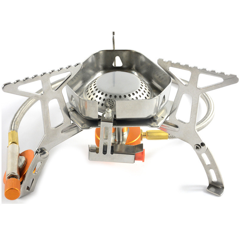 Stainless and Copper Mini Gas Stove for Camping 0.370kg Gross Weight Foldable Design
