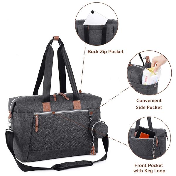 Extra Large Diaper Tote Bag Black With Pacifier Case Changing Pad 17x8x12
