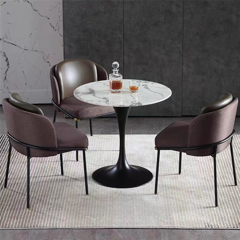 Italian Rock Plate Iron Art Round Hotel Coffee Table Set