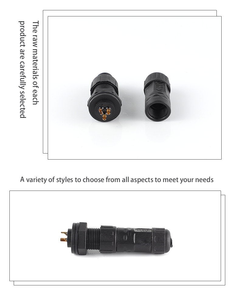 Фронт M12 - мужчина держателя панели и женский прямой сквозной соединитель привели штепсельную вилку 3pin водоустойчивого кабеля черную