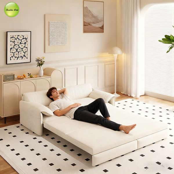 Modern Velvet Foldable Sofa Bed with 3-in-1 Convertible Design and Queen-size Sleeper Function