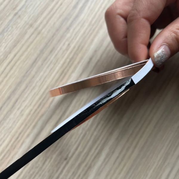 0.05-0.18mm Thick Black Backed Copper Foil Tape for Stained Glass Welding and EMI Shielding