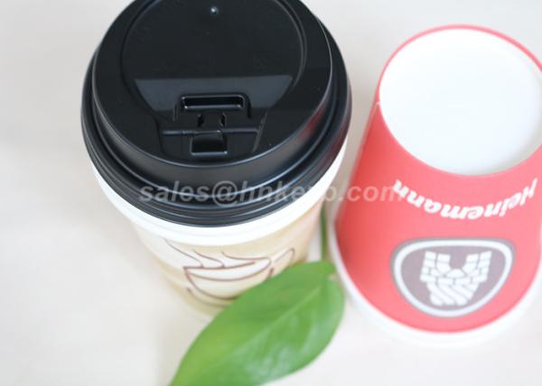 Single Wall Disposable Paper Coffee Cups With Plastic Lids Customized Logo Printed