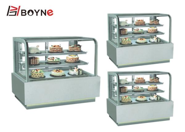 Bakery Shop 90 ° Glass Chiller Cake Showcase Air Cooling