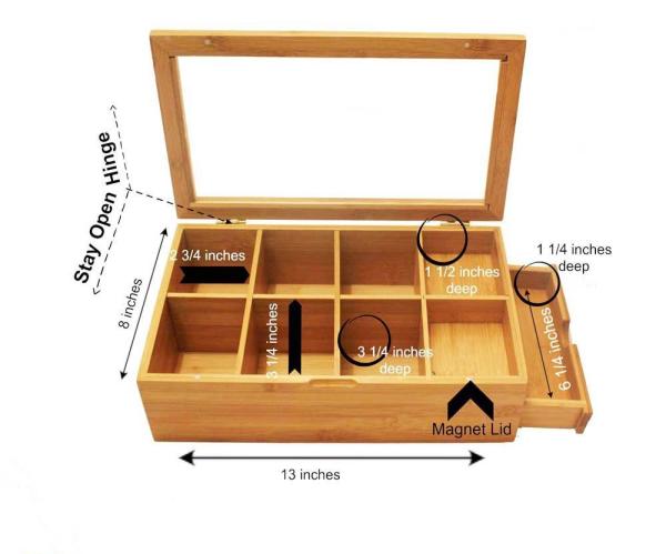 Chinese Traditional Bamboo Tea Storage Box With 8 Compartment Delicate Appearance