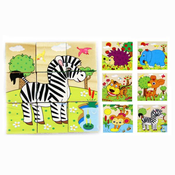 игрушек блоков плода 3.5cm блоки головоломки деревянных животные для детей