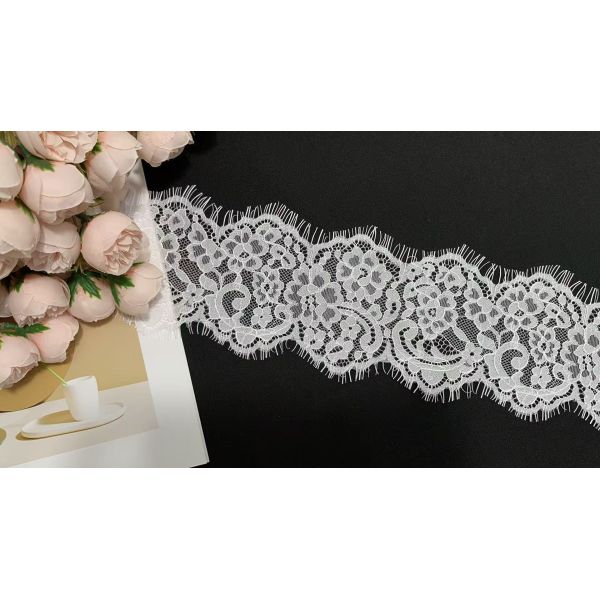 Double sided wavy eyelash lace trim neck lace 11.5cm nylon perfect for adding elegance and unique floral embroidery to nightwear sleeves