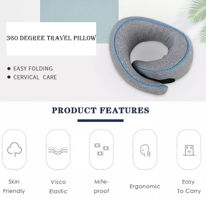 Knitted Cotton Travel Neck Pillow Memory Foam Airplane Head Support Soft Airplane Pillow