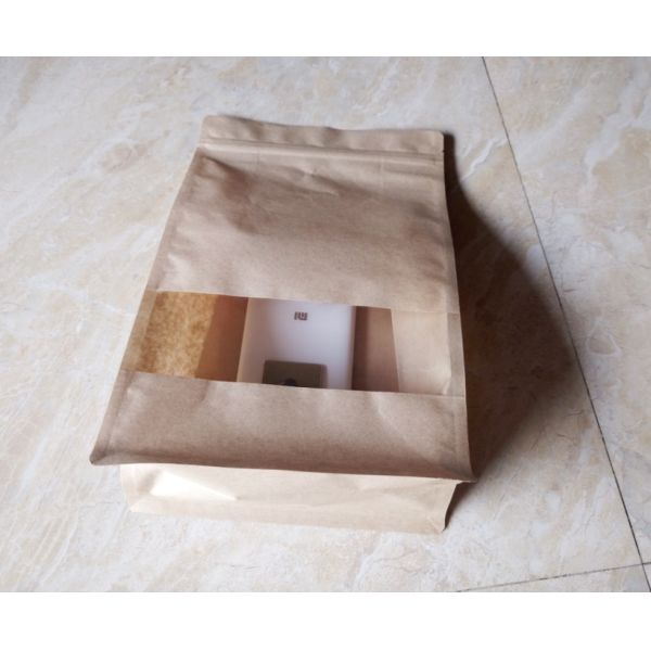 Laminated Brown Craft Paper Bags With Transparent Window In Front For Garment