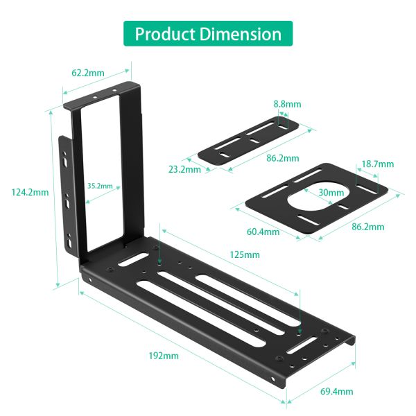 Black Graphics Card Holder Vertical Bracket with 24*17*6CM Size and 1 Year Warranty