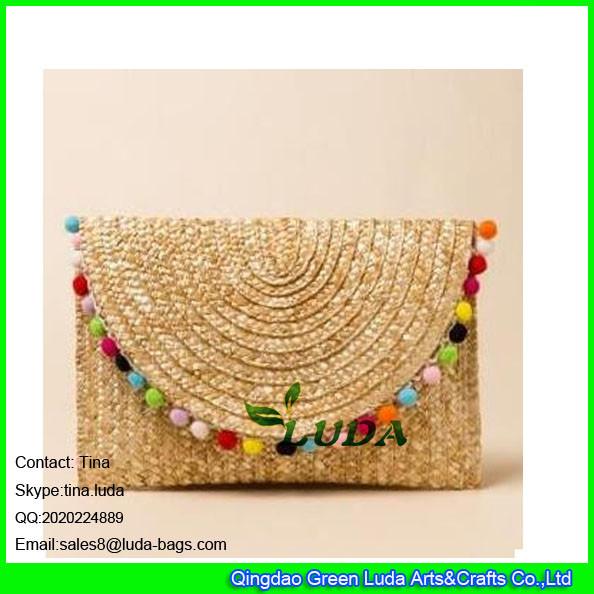 LUDA rainbow straw handbag fashion wheat straw clutch bag