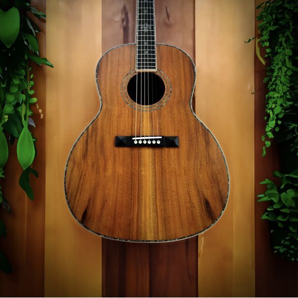12-Fret Single 0 Shape Handmade Guitar with Dove Tail Joint OOO Acoustic Guitar Solid KOA Back Side
