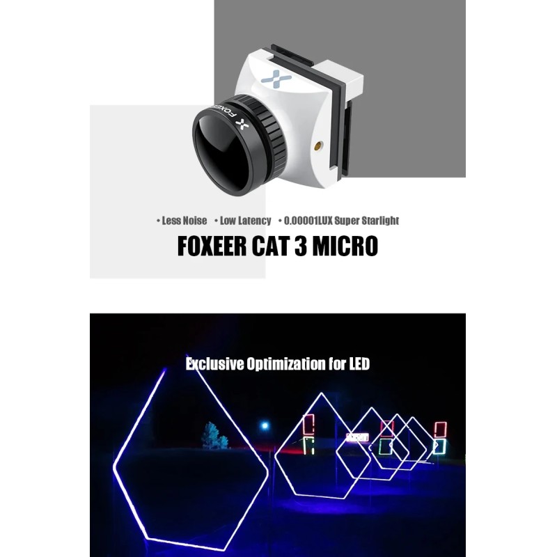 Foxeer 3 Mini Low Latency Noise 1200TVL 0.00001Lux FPV Night Camera 2.1mm PAL NTSC 4:3 16:9 For RC Racing Drone