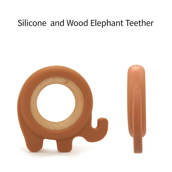 Nursing Silicone Wooden Baby Teether EN71 Pantone Color