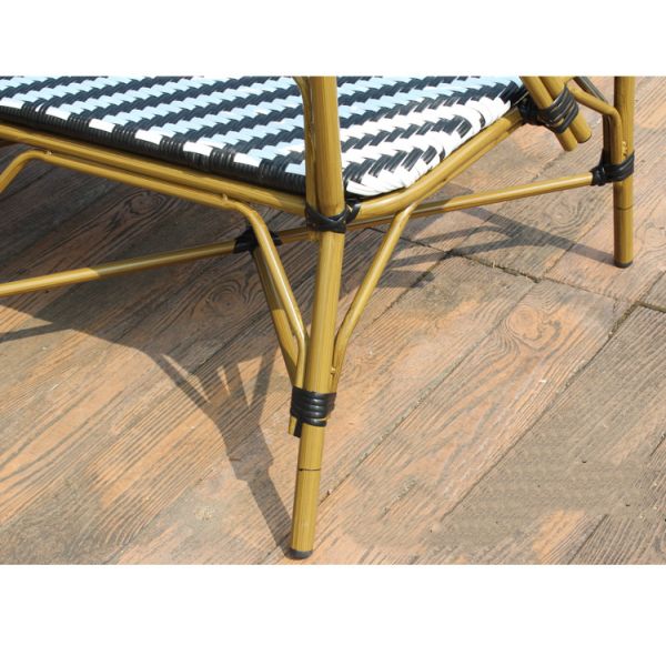 Outdoor Garden Patio French Bistro Cafe Aluminum 2 Seater Rattan Bench Chair