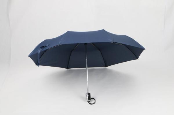 21 inch blue auto open close umbrella with velcro on tie wap for men