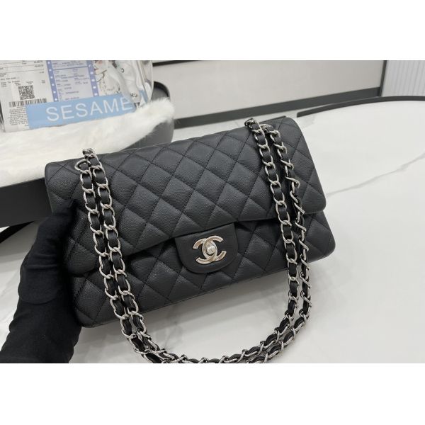 Ball Caviar Womens Chain Bag Calf Skin Inside Suede 25cm Length