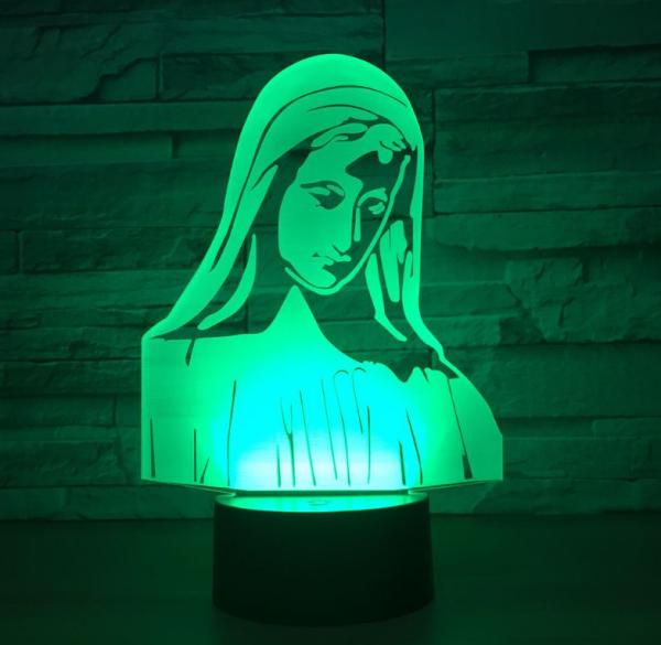 Virgin Mary 7 Colors Change 3D LED Night Light with Remote Control Ideal For Birthday Gifts And Party Decoration