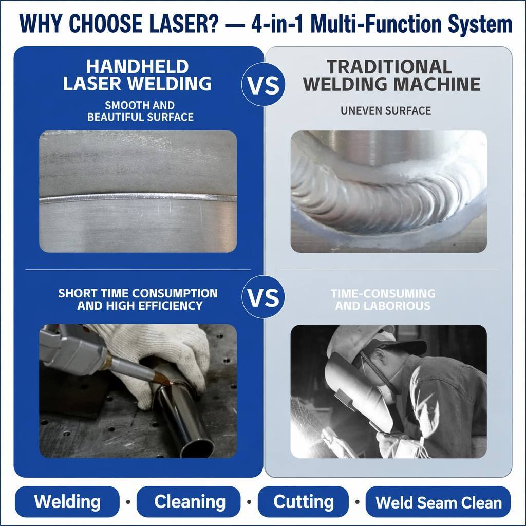 Multipurpose 6000W Portable Laser Welder 4 in 1 - Welding Cutting Cleaning Seam Cleaner Built-in Water Cooling