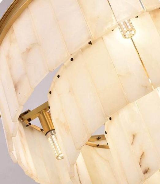Decoração de casa moderna Lâmpadas de latão Alabastro Sombra de mármore Hotel Restaurante Quarto Lâmpadas de pendente Iluminação de luzes sofisticadas