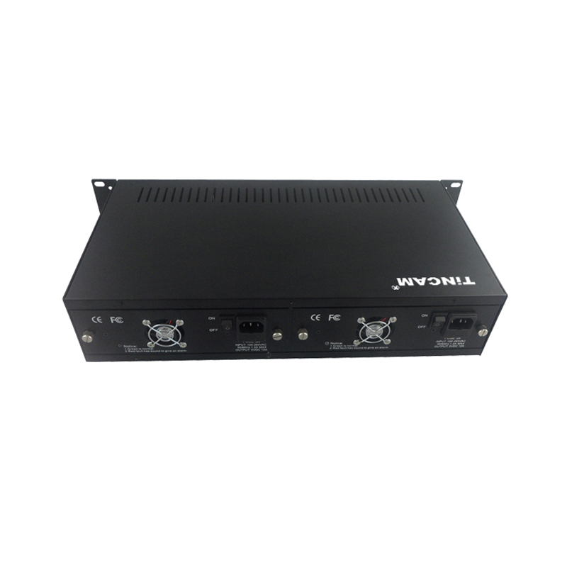 2U 14-Slot Fiber Media Converter Chassis 19-Inch Rack Mount Dual AC Power Supply TBC-RM1400-AC