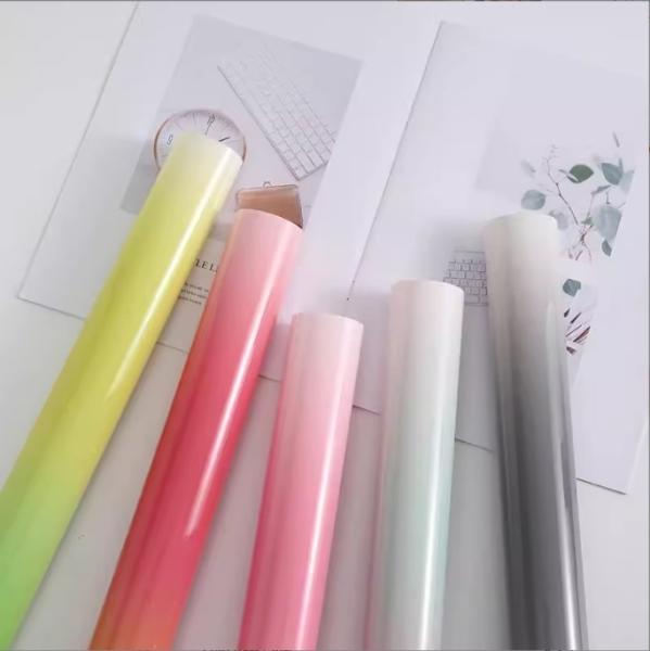 Flower Wrapping Paper in Many Colors Hansu Paper for Gradient Color Candy Glass Waterproof Plastic Bouquet Packaging Material