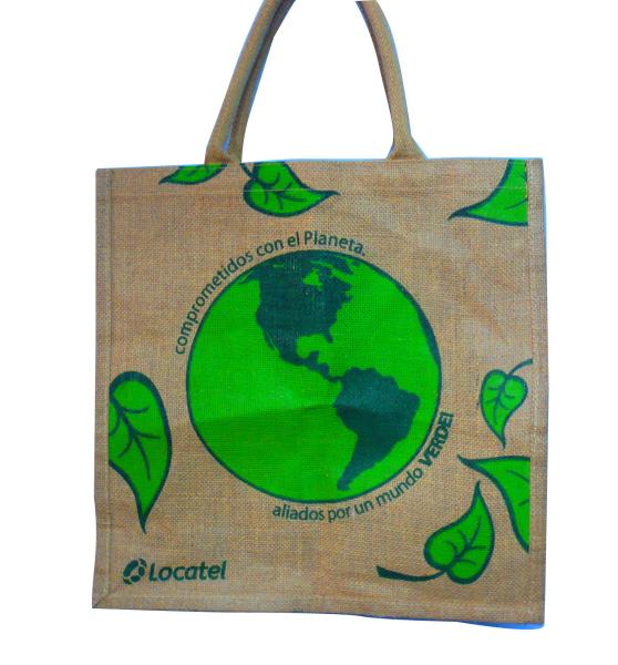 Water Proof Paste Green Earth Gunny Bag, Handle Cotton Weaving Reusable Carrier Bags