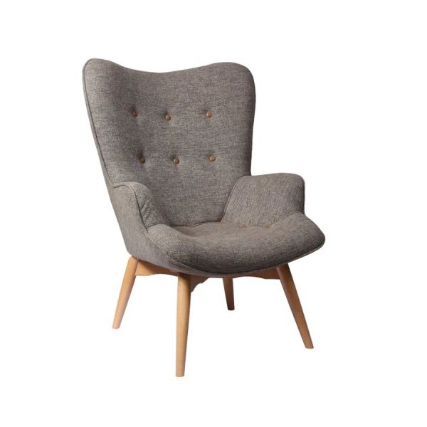 Wood Chairs Sofa Upholstered Chair Modern Solid Wood Leisure Lounge Chair with Stool Living Room Furniture