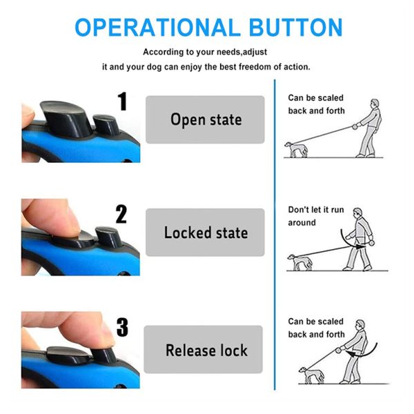 Heavy Duty Retractable Dog Lead Leash Adjustable Extendable Flexi Design 5m Length OEM/ODM