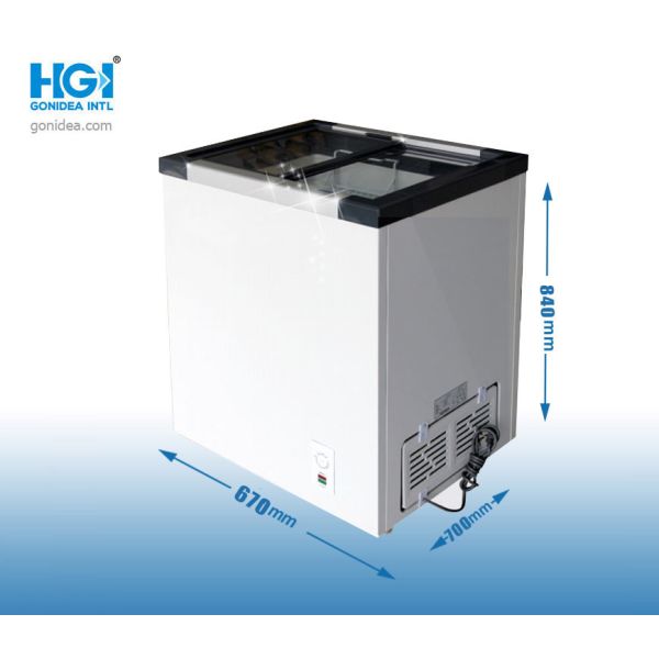 Управление Temp верхних открытых глубоких колес раздвижной двери 4 замораживателя комода 108L механическое