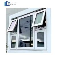 fenêtres en aluminium suspendues verticalement ouvertes, grande vitrine commerciale