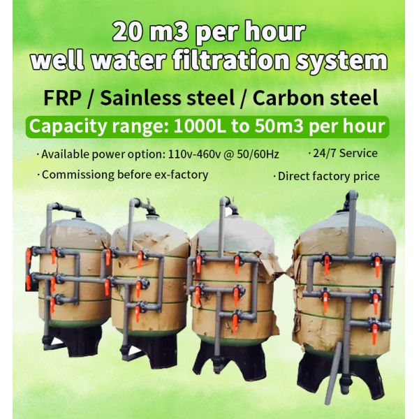 3000L/Hour Iron Manganese Water Filter 110V-460V 60HZ Carbon Steel Material