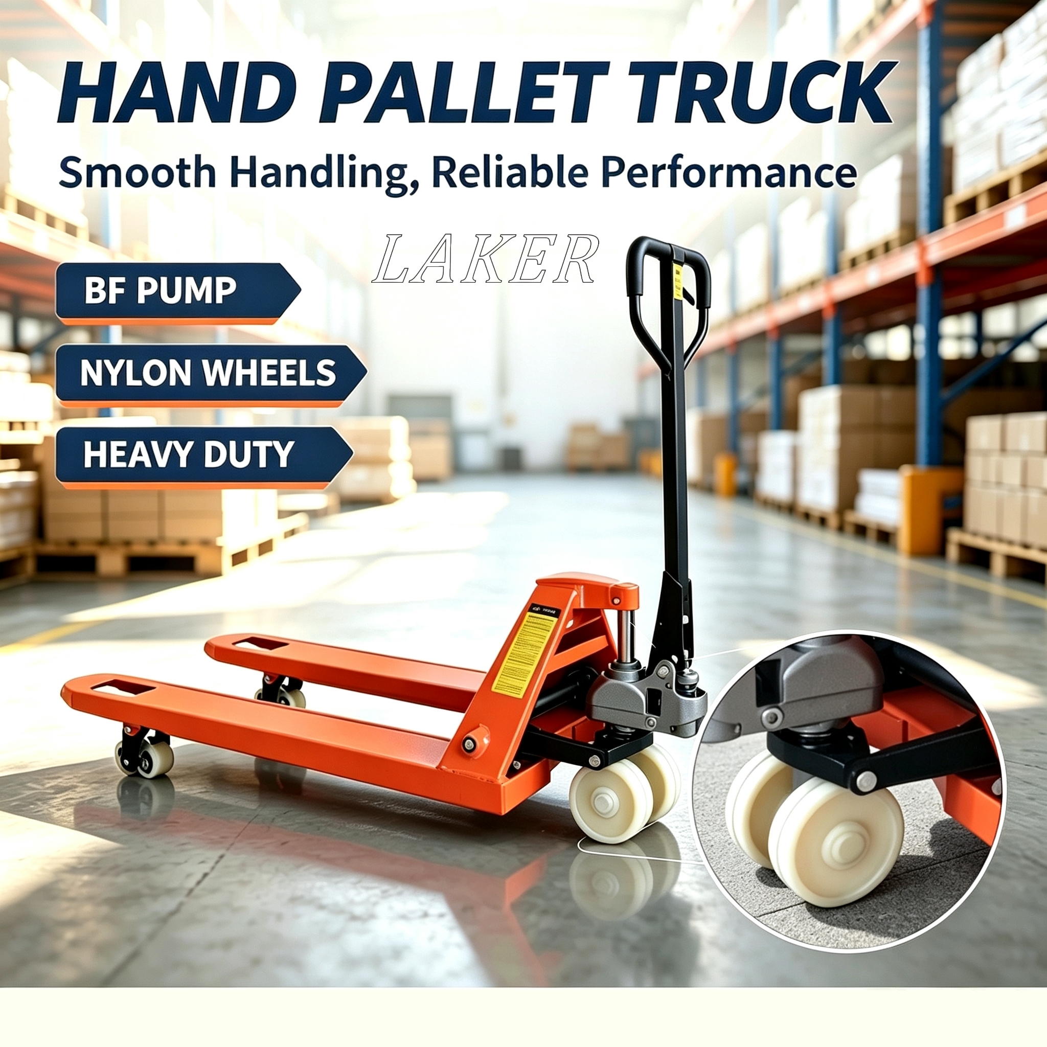 Heavy‑Duty & Stable CBY Series Customizable Manual Hydraulic Pallet Truck, 2000‑5000kg, Integrated‑Casting Fork and Oil Cylinder, Hand Pallet Jack, Nylon / Rubber / Polyurethane Wheels Optional