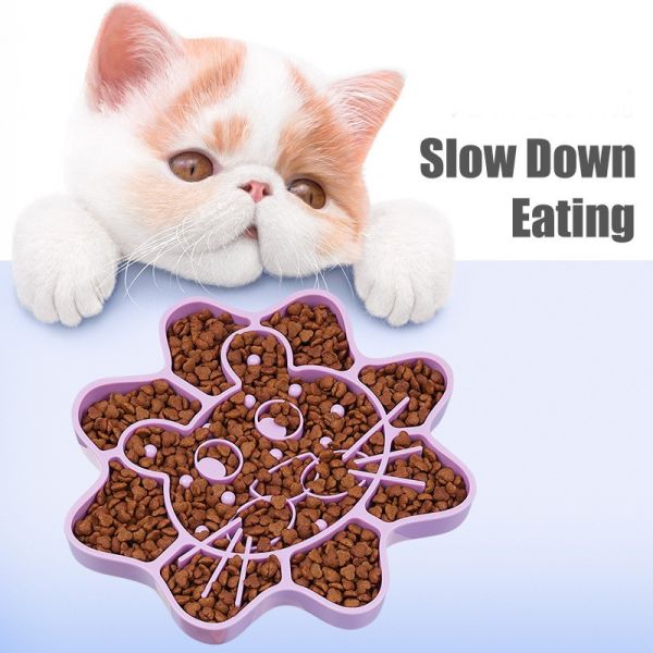 Cat Bowl Dog Bowl Slow Food Bowl Anti-Choking Silicone Pet Bowl Cat Bowl Anti-Overturning Anti-Splash Food Bowl