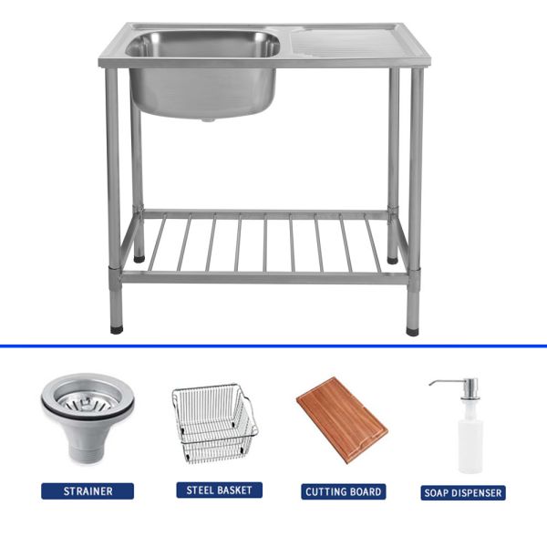 Top Mount Stainless Steel Sink Stand With 1 Bowl And Rust Resistant