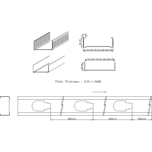 Rolo de aço claro do parafuso prisioneiro do fardo C que forma a máquina para o parafuso prisioneiro de aço, sarrafo do teto do telhado
