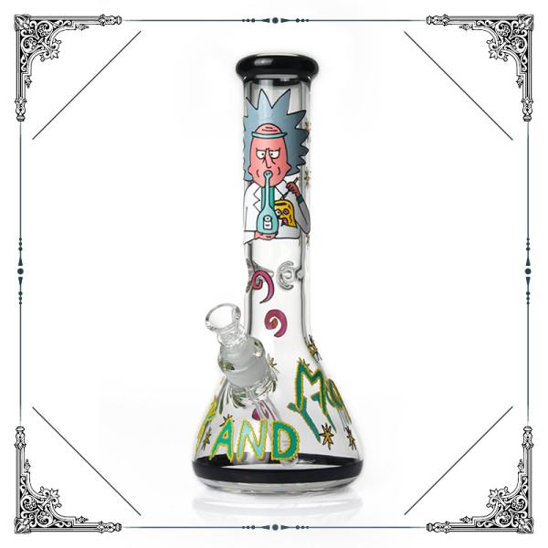 7MM Glass Water pipes Hand Drawing Art Bong Glass Smoking Hookah Beaker Bongs