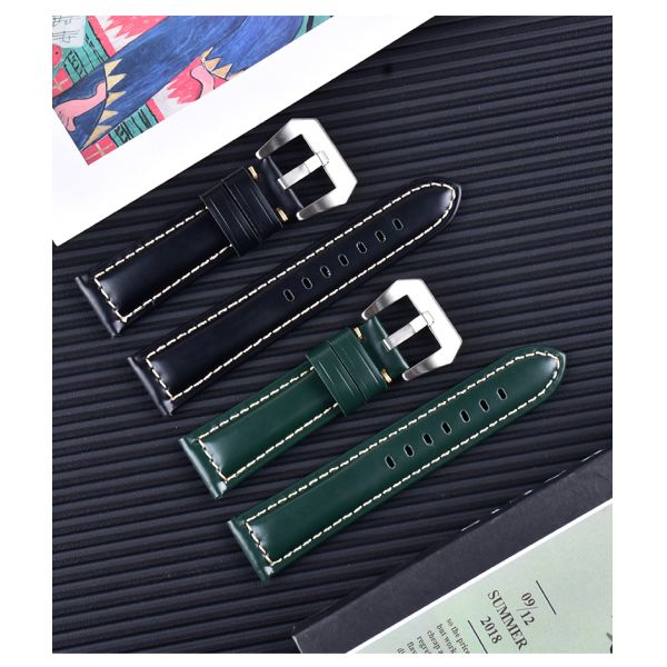 Velcro Smooth Glossy Genuine Leather Watch Straps