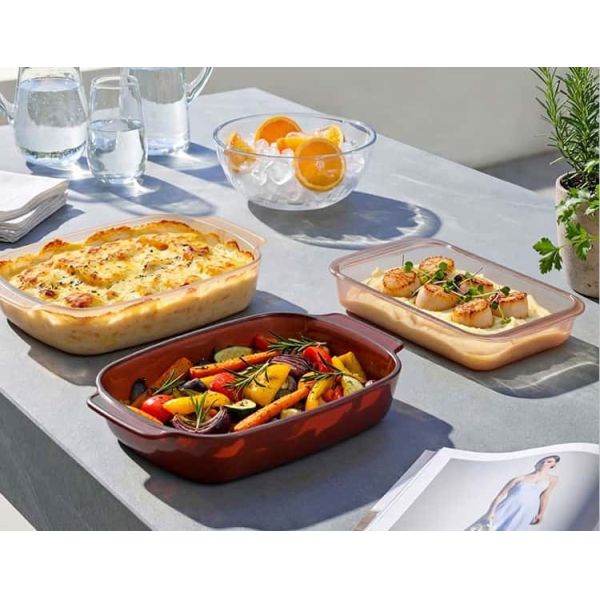 China Supplier IKOO 700ml Non Stick Coating Glass Baking Dish Oven Safe