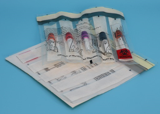 Disposable 95kPa Specimen Transport Bag , 95 kPa Pressure Bags Self Adhesive Seal Type