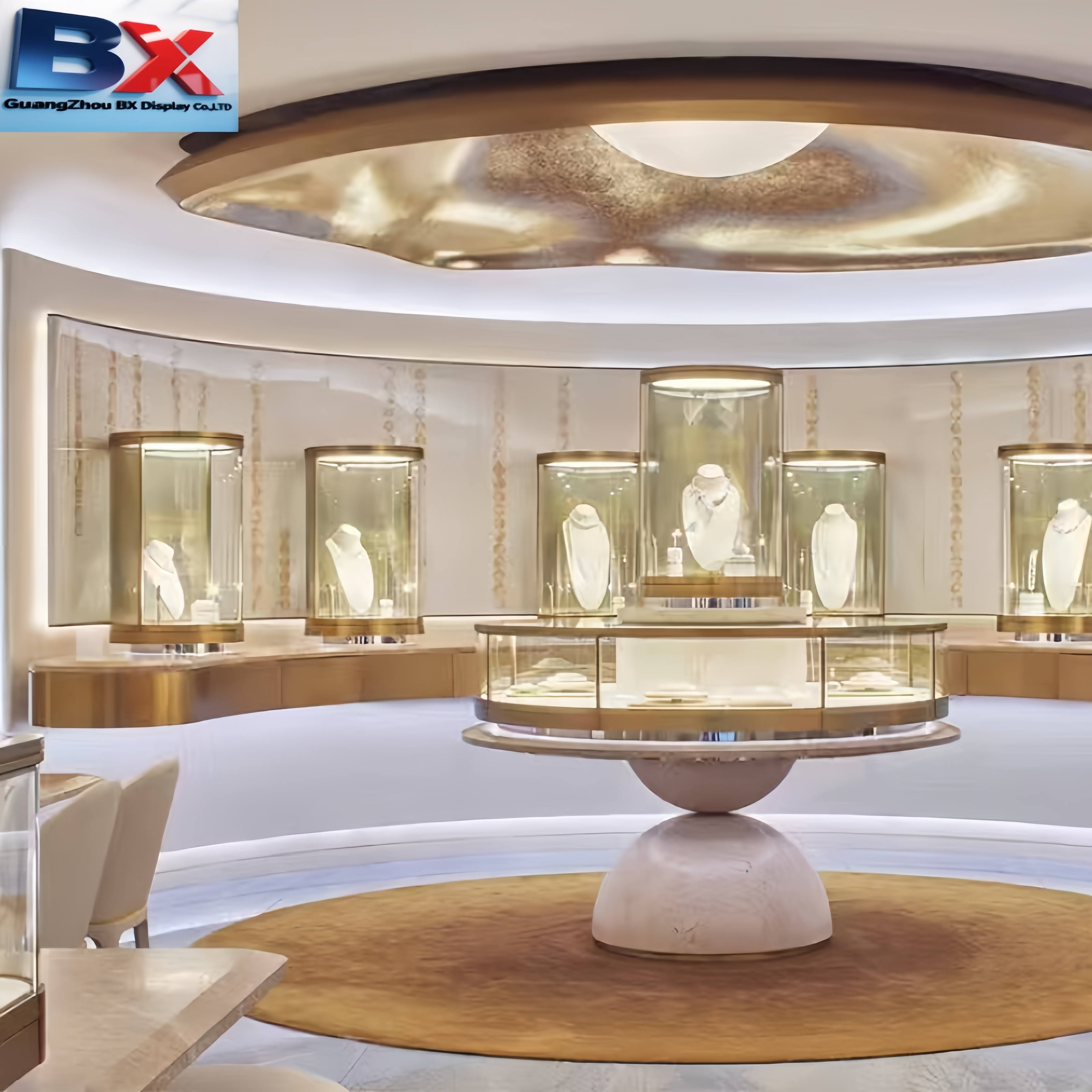 Luxury Custom Jewelry Glass LED Lighting Display Showcase Cabinet for Jewelry Shop Retail Store Interior Decoration