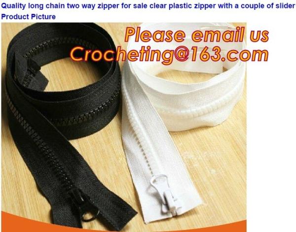 PVC zipper used for bags ,garment waterproof zipper plastic zipper, Garment Accessories high quality Plastic Zipper